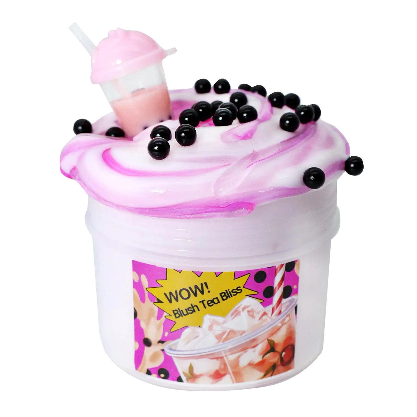 Pink Bubble Tea Slime β Thick Glossy Slime with Boba Pearls (7oz)