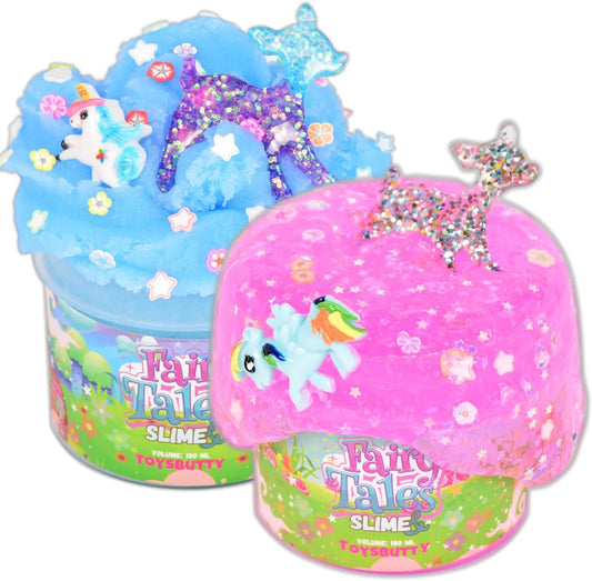 Fairy Tales Slime Duo – Clear & Cloud Slime with Unicorn Charms (2-Pack)