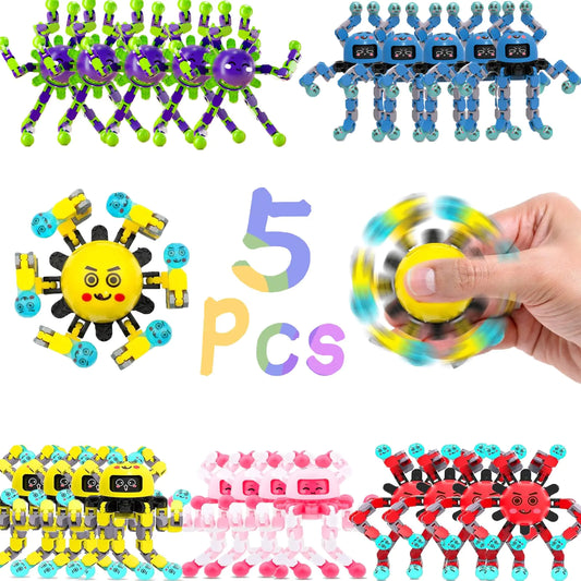 5-Pack Shape-Shifting Fidget Spinners – Stress Relief Sensory Toy