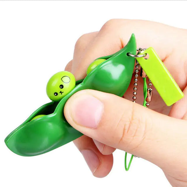 Edamame Popper Keychain — Satisfying Pea Fidget Keychain for Stress Relief