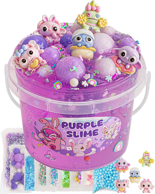 Purple Crunch Slime Kit — Clear Slime Bucket with Charms