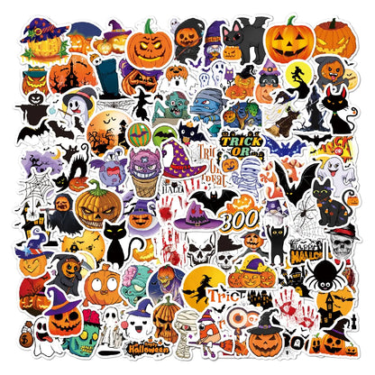 100pcs Halloween 🎃 Pumpkin Stickers – Waterproof Vinyl Stickers for Kids, Teens, and Party Decorations
