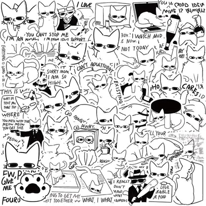 Kawaii Cat Stickers (50 pcs) – Anime & Aesthetic Vinyl Pack