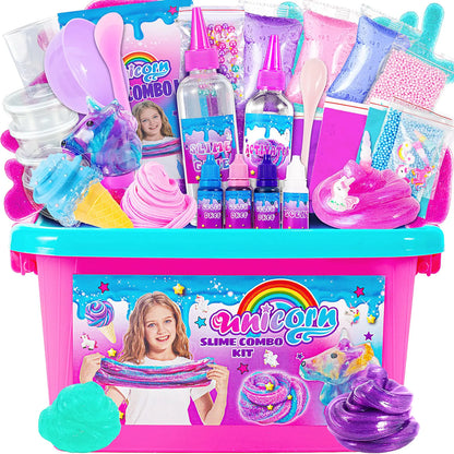 Unicorn Slime Kit – Glimmer, Crunchy, Butter & Galaxy Slimes (All-in-One Gift Set)