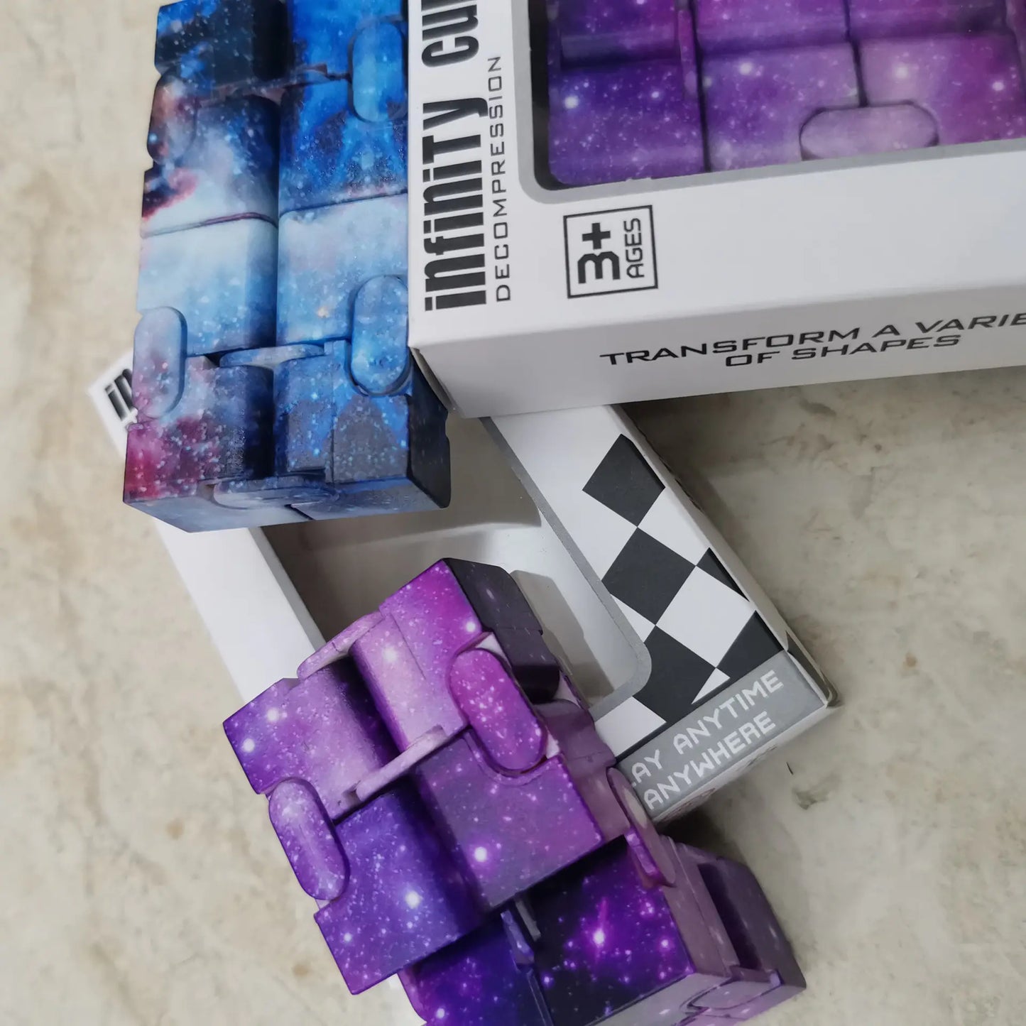 Starry Sky Fidget Cube - Mesmerizing motion: Fold, flip, and loop endlessly for ultra-satisfying fidget flow