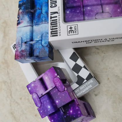 Starry Sky Fidget Cube - Mesmerizing motion: Fold, flip, and loop endlessly for ultra-satisfying fidget flow
