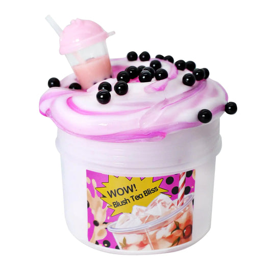 Pink Bubble Tea Slime – Thick Glossy Slime with Boba Pearls (7oz)