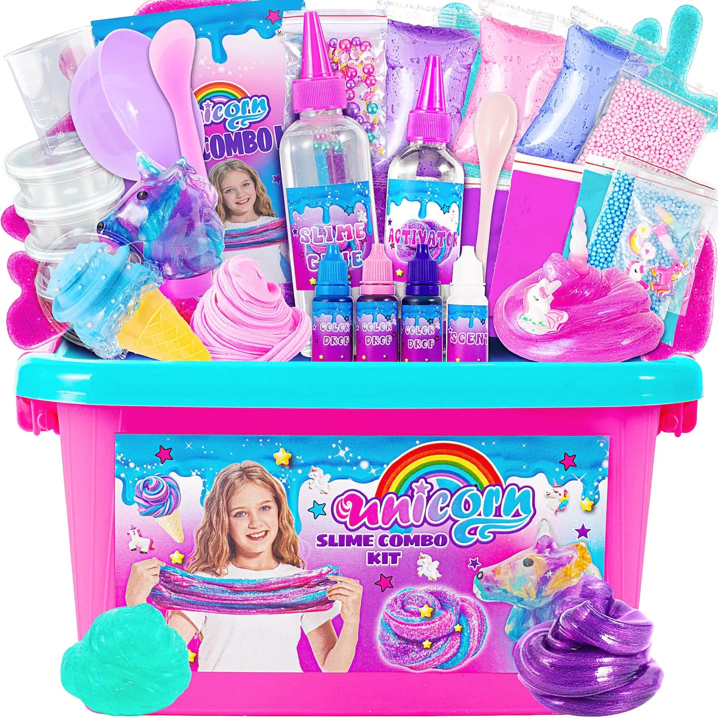 Unicorn Slime Kit – Glimmer, Crunchy, Butter & Galaxy Slimes (All-in-One Gift Set)