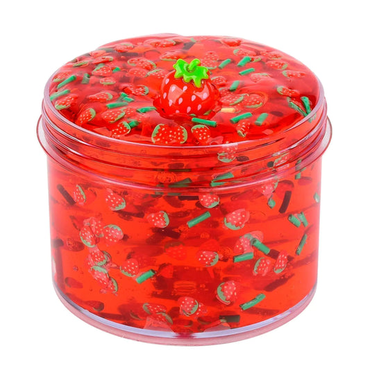 Strawberry Crystal Slime – Clear Jelly Crunch Slime with Fruit Charms