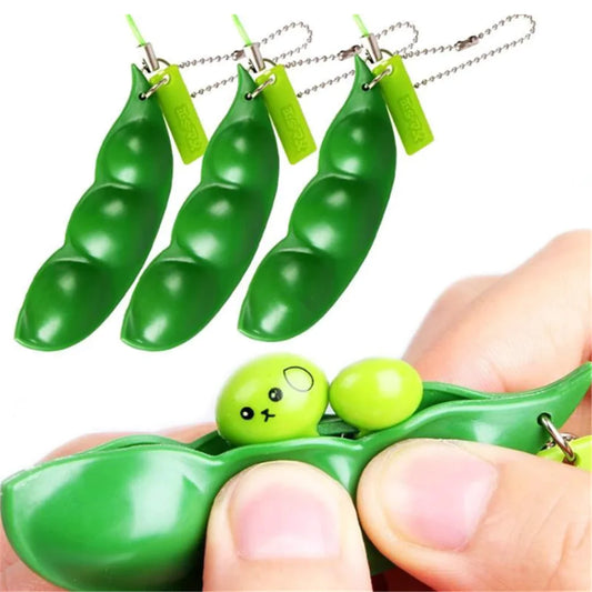 Edamame Popper Keychain — Satisfying Pea Fidget Keychain for Stress Relief